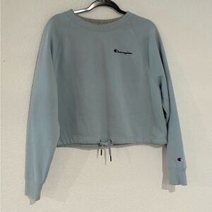 Champion Women's Blue Cropped Sweatshirt